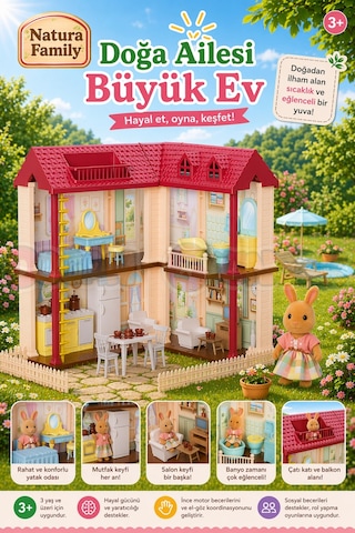 Doğa Ailesi Villa Evi Oyuncak Ev - Tavşan Ailesi Oyun Evi Tavşan Tatil Evi Sylvanian Evi 1 Adet