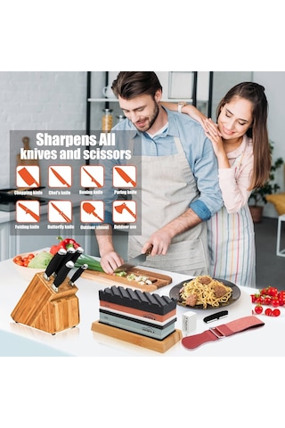 Valkyrie 7 Parça Profesyonel Bıçak Bileme Seti 4 Taraflı Biley Taşı 400 1000 3000 8000 1. Kalite Sulu Bileme 1. Kalite