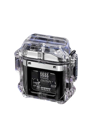 Vkemall Siyah Dışarıda Kullanıma Uygun Suya Dayanıklı Elektronik İki Arklı Elektrik Çakmak Usb Şarjlı Dahili Litiyum Pil Siyah