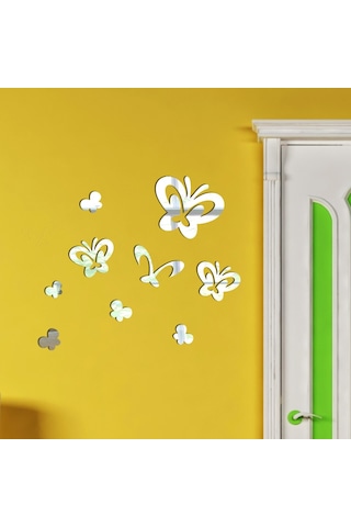 Kelebek Ailesi Dekoratif Ayna Gümüş