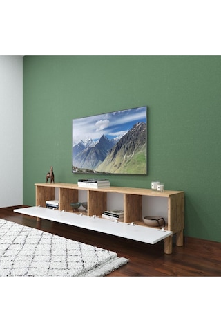Lavin Bohem Tv Ünitesi 4 Kapaklı Tv Ünitesi - Atlantik Çam & Beyaz Atlantik Çam - Beyaz
