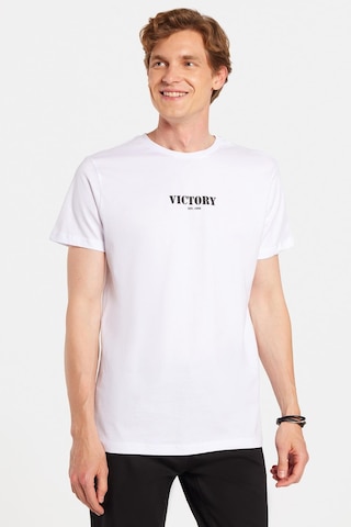 Tudors Erkek Slim Fit Dar Kesim %100 Pamuk Yumuşak Dokulu Baskılı Beyaz Bisiklet Yaka Tişört-34852 Beyaz