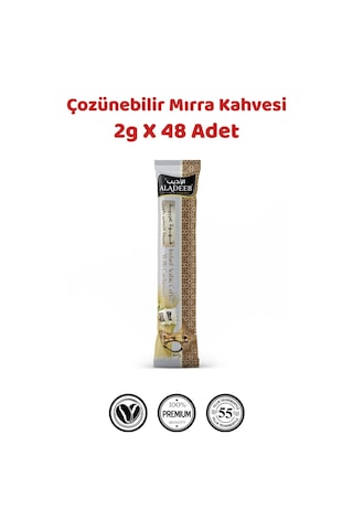 Acı Mırra & Çozünebilir Kakuleli Hazır Kahve - 48 Adet Tek İçimlik Poşet 2gr 48 Adet Hazır