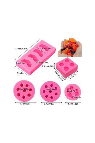 Pxcl 5 Adet Meyve Silikon Kalıp Fondan Meyve Şekilli Jöle Kalıpla Pembe