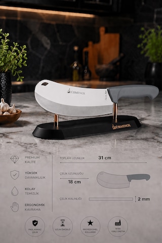 Sürmene Silver Serisi Pizza Börek Bıçağı Gri Sap Pide Salata Kıyma Mutfak Bıçak Hds-110