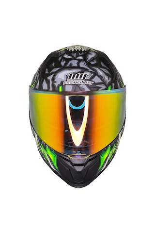 Mts M-910 Skull Güneş Vizörlü Kask Gold Camlı Mat Siyah Yeşil Beyaz