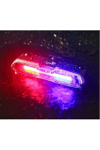 Rohs 3 Renk 168 Lümen Usb Şarjlı Polis Çakar Bisiklet Stop Siyah