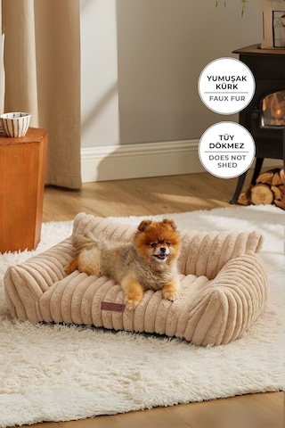 Kürk Peluş Kedi Köpek Yatağı Luna Yıkanabilir