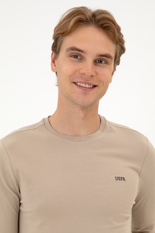 U.S. Polo Assn. Erkek Slim Fit Bisiklet Yaka Koyu Bej Süprem Basic Sweatshirt 50313744-VR088