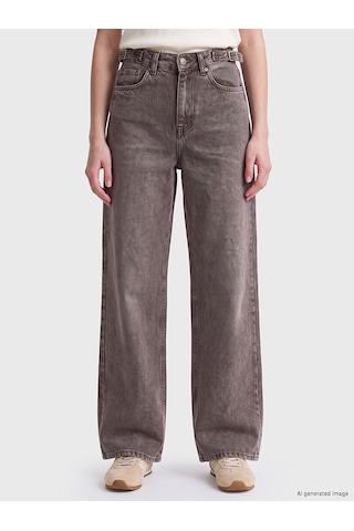 Lcw Jeans Kahverengi Yüksek Bel Wideleg Kadın Jean Pantolon