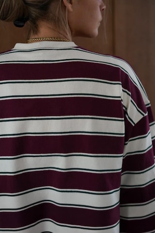 Madmext Bordo Bisiklet Yaka %100 Pamuklu Çizgili Uzun Kollu Tişört Mg2362 Bordo
