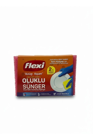 Flexi Akıllı Çift Taraflı Oluklu Sünger 2 Li Avantaj Paket Güçlü Temizlik