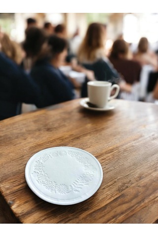 Cam Bardak Altlığı 90 Mm Desenli 250 Adet Beyaz