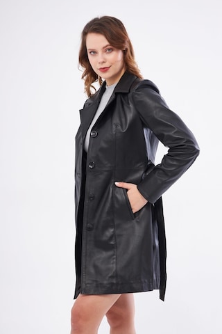 Derinss Dka2373 Hakiki Deri Kadın Siyah Pardesü 001