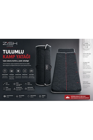 Zish Tekstil Flexı Evo 200x200 Tulumlu Katlanır Kamp Yatağı Karavan, Misafir Ve Anne Yanı Yatağı Antrasit