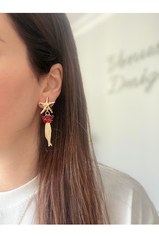 Çelik Balık Charm Küpe Gold 38262910