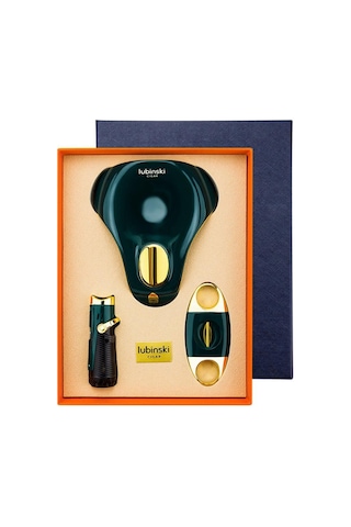 Lubinski Yeni Stil Üçlü Yeşil-gold Puro Seti