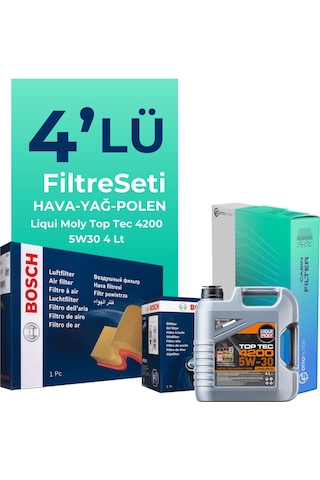 Bosch Volkswagen Scirocco 1.4 Tsi Filtre Bakım Seti Liqui Moly Motor Yağlı (2009-2017) 4 Lü -