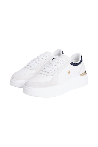 Tommy Hilfiger Th Saten Kadın Ekru Platform Taban Sneaker-13053 Ekru