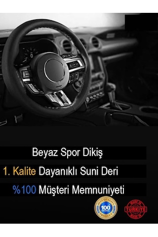 Skoda İle Uyumlu Fabia İçin Süper Deri Direksiyon Kılıfı, Beyaz Yüzüklü Spor Dikiş Diğer
