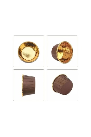 Metalik Kahverengi Gold Renk Muffin Cupcake Kek Kalıbı 25'li Çok Renkli