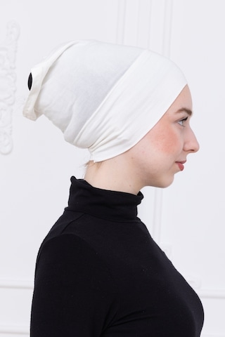 Pratik Boru Bone Ekru Geçmeli - Kaymaz Önü Dikişsiz Kadın Tesettür Hazır İç Bone Ekru