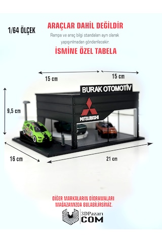 1/64 Ölçekli Mitsubishi Diorama Tasarımlı Araç Sergileme Garajı 3d Baskı