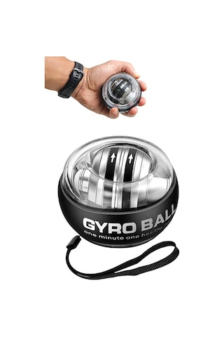 Mucit Home Gyro Ball El Bilek Egzersiz Topu El Kol Bilek Güçlendirme Kas Kuvvet Fitness Spor Egzersiz Siyah