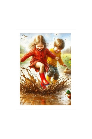 Çamura Basan Çocuklar Tasarım Mdf Tablo 35cm X50cm