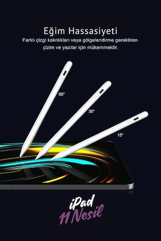 Apple Uyumlu iPad  11 Nesil A16 2025 M3 Avuçiçi Red Ve Eğim Özellikli Manyetik Yapışan Dokunmatik Kalem