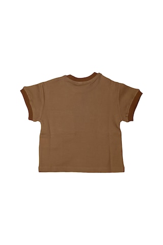 Sce-1438 Serbend Kıds Cepli Oversize Erkek Çocuk Tişört Bej