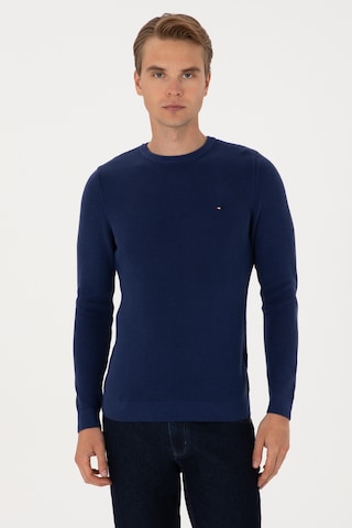 U.S. Polo Assn. Erkek Slim Fit Bisiklet Yaka İndigo Basic Kazak 50313667-VR028