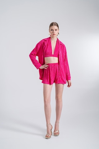 Holly Lolly Oversize Düğme Kapamalı Comfy Oversize Gömlek Pembe