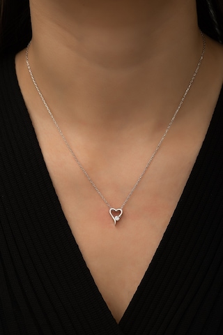 Swarovski Taşlı Kalp Kolye Rodyum Kaplama 925 Ayar Gümüş - Suvps00001