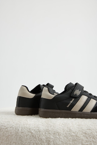 Tonny Black Termo Taban Yanı Şeritli Cırtlı Bağcıklı Sneaker Çocuk Unisex Siyah Bej Sneaker Tbzer040