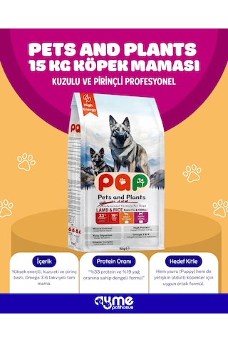 Pets And Plants Yavru Köpek Maması 15 Kg Kuzu Etli %33 Protein Büyük Irk Yüksek Enerji