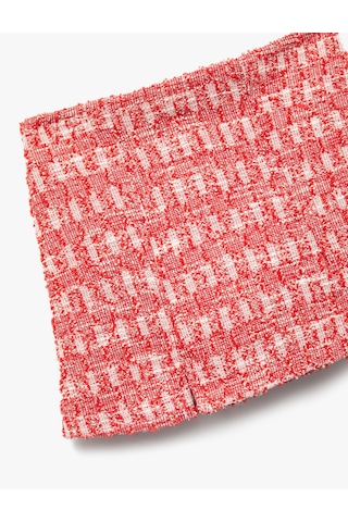 Koton Doku Beli Lastikli Tüvit Şort Etek Kırmızı Desenli 6wkg40095ak Kırmızı Desenli