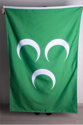 Üç Hilal Bayrağı Raşel Kumaş Dijital Baskı 100x150 cm