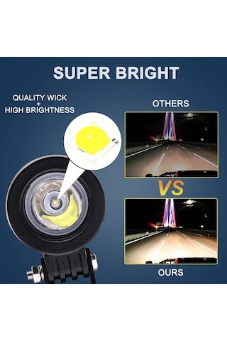 Motion003 Alüminyum 2 Işık 2 İnç Motosiklet Işıkları Beyaz Yüksek Lümen Su Toz Geçir