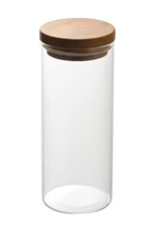 Doğal Akasya Ahşap Kapaklı Borosilikat Cam Kavanoz - 350 Ml Vakumlu Yuvarlak Baharatlık, Çay Ve Kahve Saklama Kabı 7009