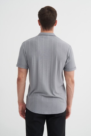 Cazador Erkek Kısa Kol Polo Yaka Gömlek Slim Fit Gri