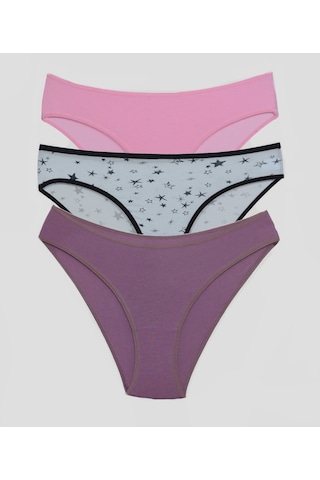 Asist Secret Magic Asm1105 Kadın 3 Lü Renkli Karışık Pamuklu Bikini Külot