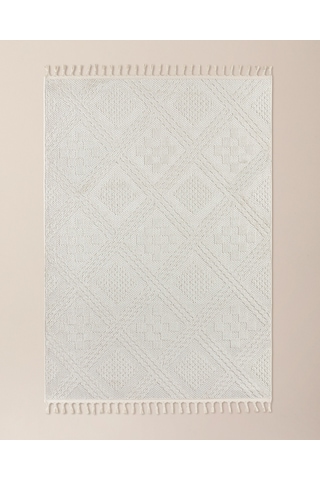 Madame Coco Rayford Saçaklı Halı - Kemik - 200x300 Cm Çok Renkli