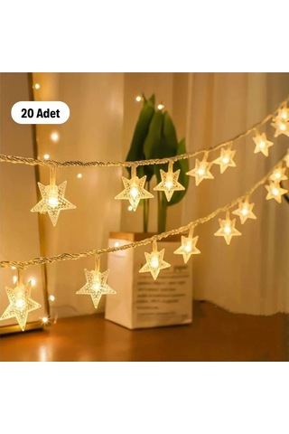 20 Adet Mini Yıldız Led 5 Metre Günışığı Rengi Dekoratif Led 5047 Çok Renkli