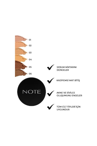 Note Cosmetique Luminous Silk Cream Powder Mat Bitişli Pudra Fondöten - 01 Beige