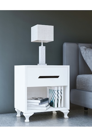 Gm 020 Siyah Kulplu Beyaz Komodin