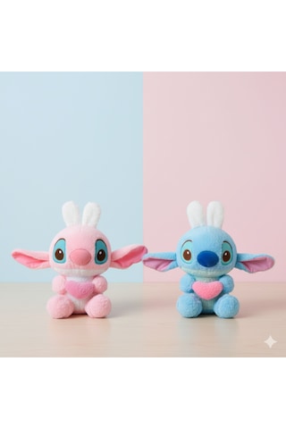 Lilo Stitch Peluş Oyuncak Tavşan Stic Kulaklı Peluş Oyuncak Pembe Renk 25cm Çok Renkli