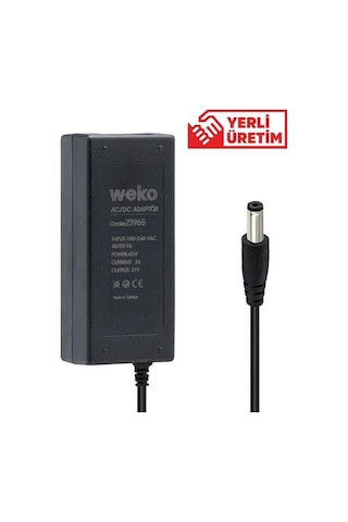 Weko 21 Volt 2 Amper Yerli Üretim Masaüsütü 5.5 2.5 Uçlu Şarjlı Matkap Adaptörü