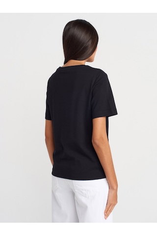 Dilvin 31763 Bisiklet Yaka T-shirt-siyah SIYAH