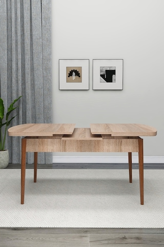 Renlife Açılır Yemek Masası Ve Sandalye Seti Metal Ayaklı 4 Sandalye + 80x130 Masa Sonomo Gri